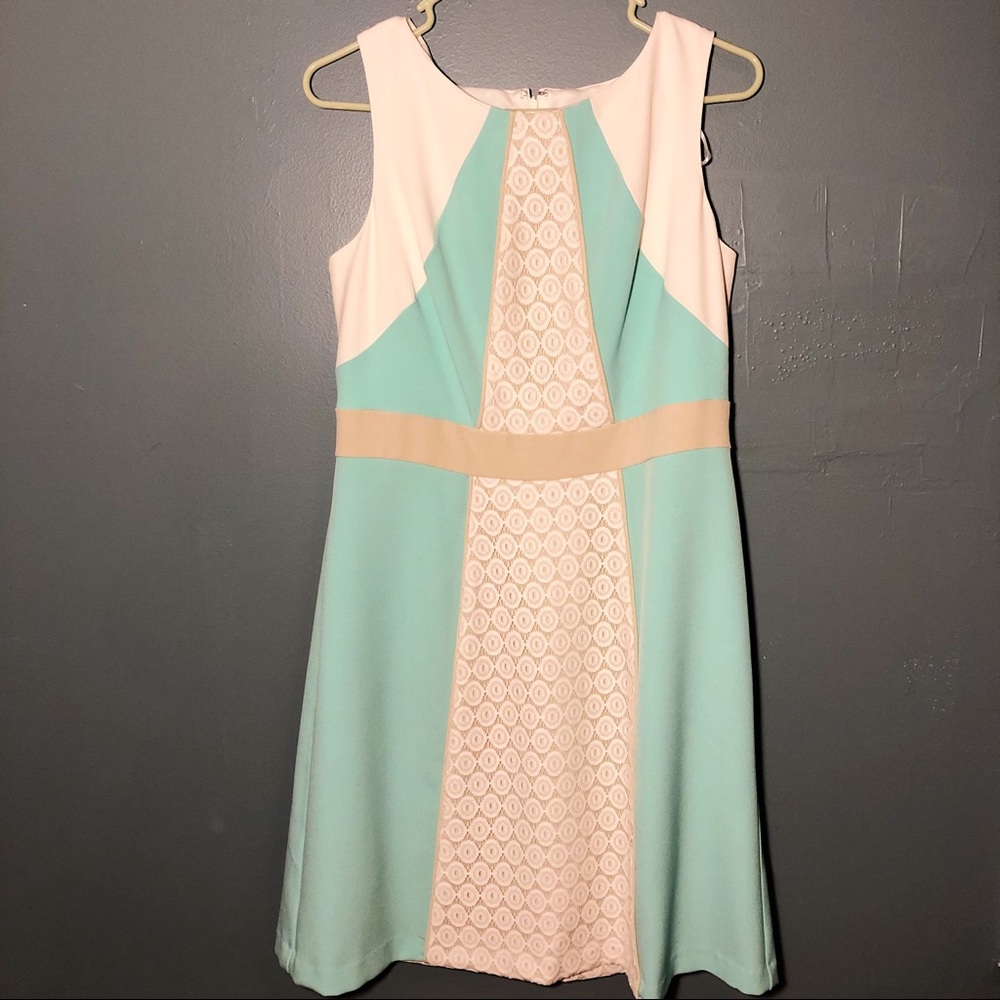Studio one sea foam green & white dress.